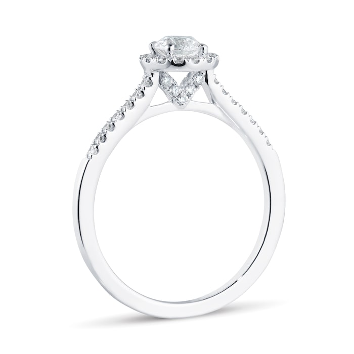 Goldsmiths 18ct White Gold 0.60ct Diamond Halo Engagement Ring