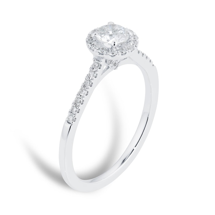 Goldsmiths 18ct White Gold 0.60ct Diamond Halo Engagement Ring