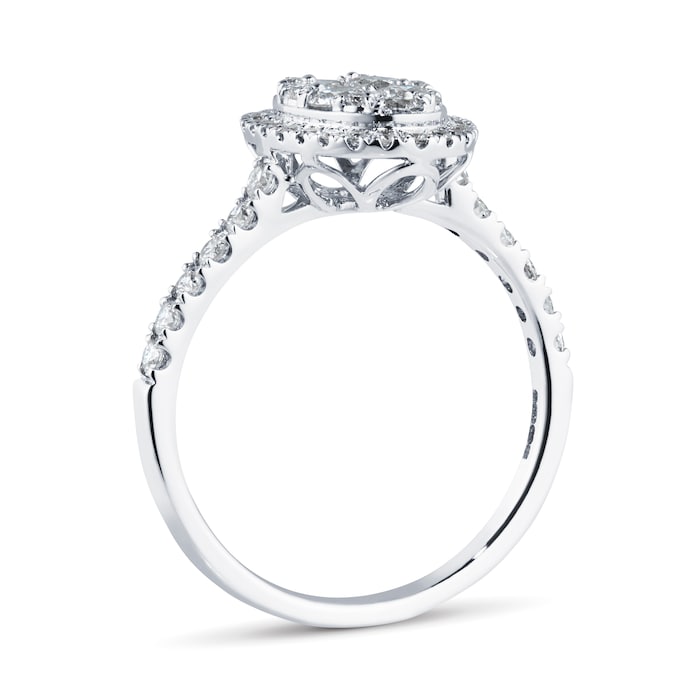 Goldsmiths 18ct White Gold 1ct Diamond Oval Cluster Engagement Ring