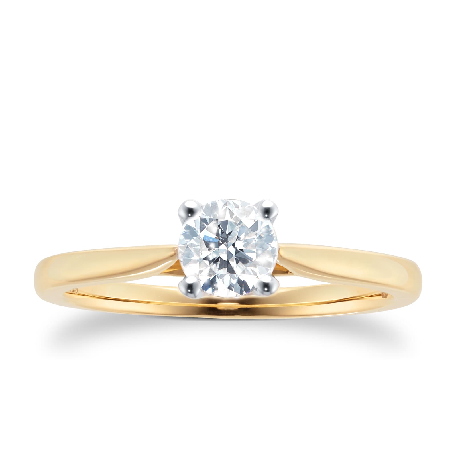 18ct Yellow Gold Brilliant Cut 0.50ct Goldsmiths Brightest Diamond Solitaire Engagement Ring