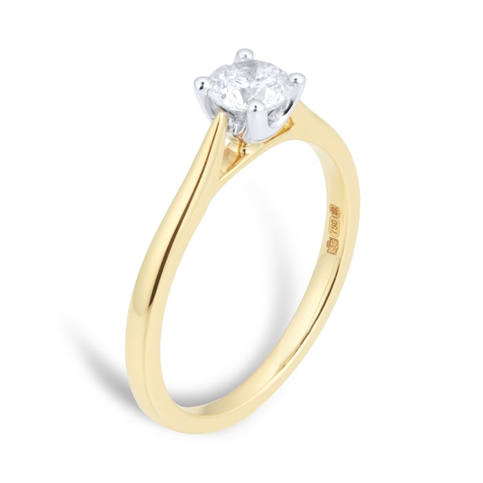 Goldsmiths 18ct Yellow Gold Brilliant Cut 0.50ct Goldsmiths Brightest Diamond Solitaire Engagement Ring