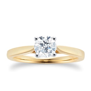 Goldsmiths 18ct Yellow Gold 0.70cttw Brilliant Cut Solitaire Diamond Engagement Ring