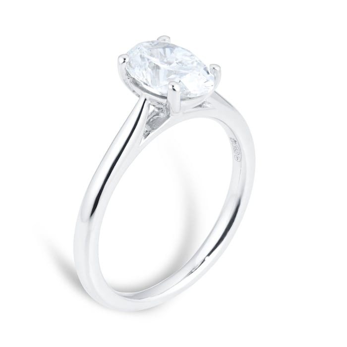 Goldsmiths Platinum 1.5ct Oval Cut Diamond Solitaire Ring