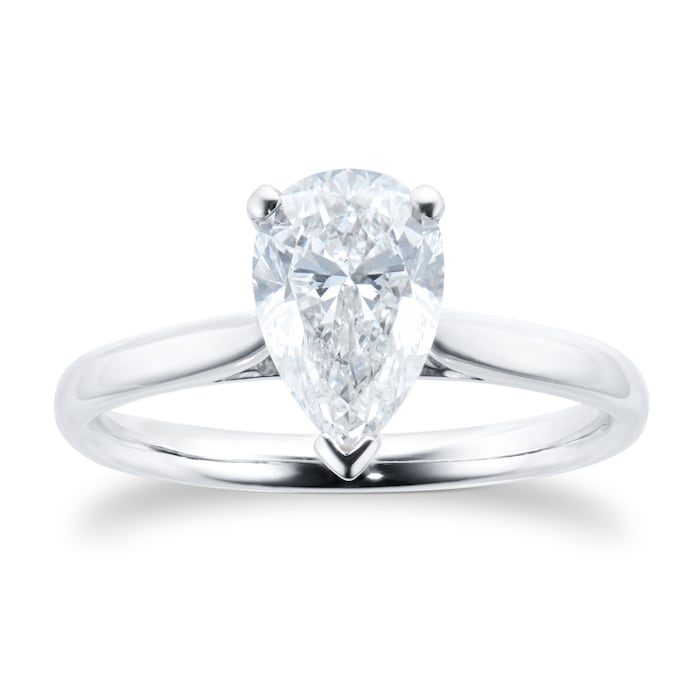 Goldsmiths Platinum 1.50ct Pear Cut Diamond Solitaire Ring