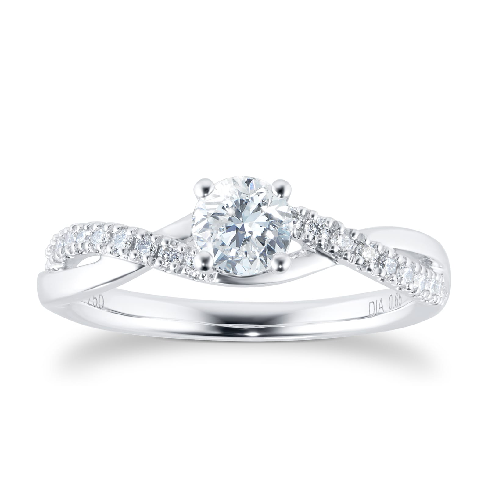 18ct White Gold 0.65cttw Diamond Twist Engagement Ring - Ring Size Q
