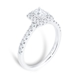Goldsmiths Platinum 0.80cttw Diamond Emerald Cut Halo Engagement Ring