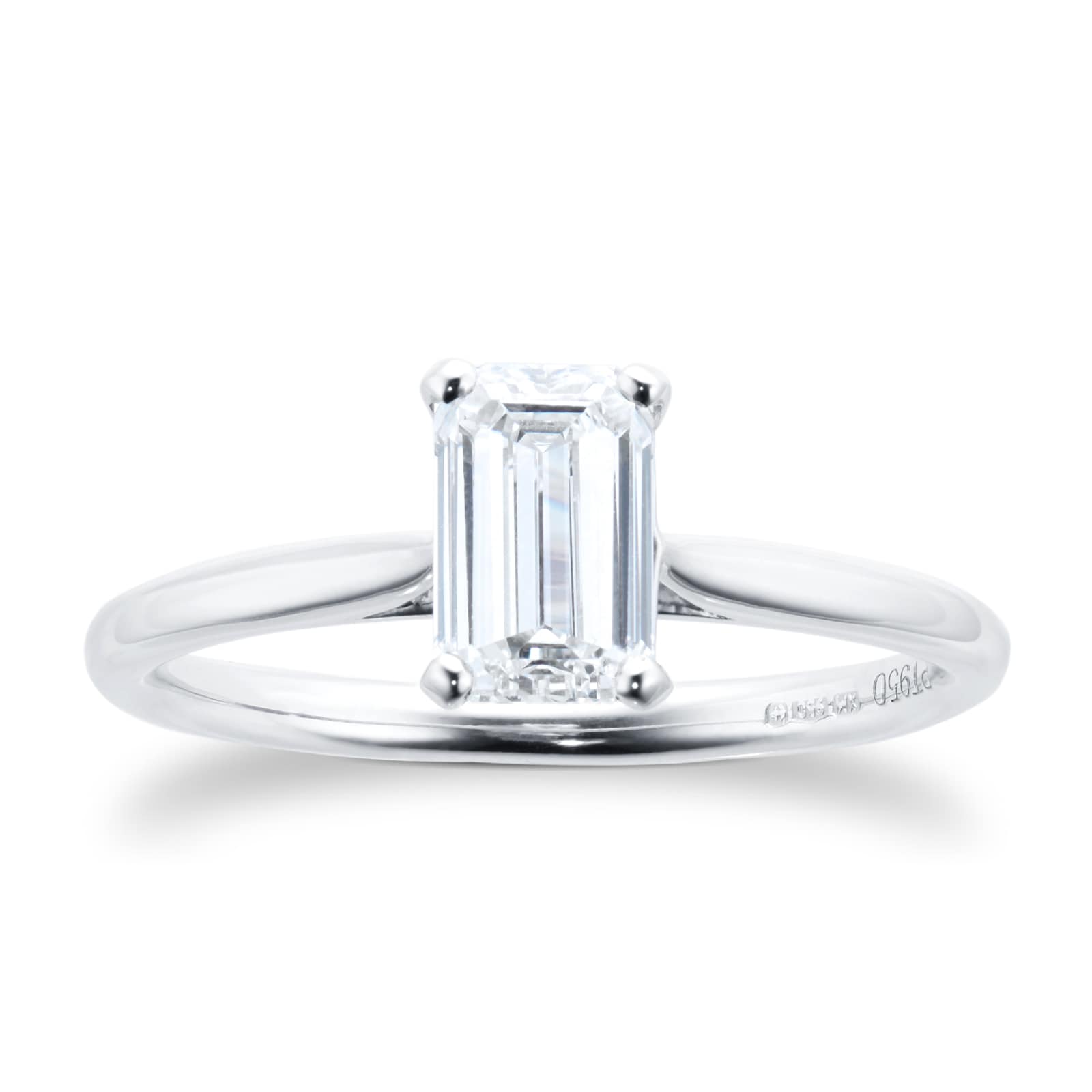 Platinum Emerald Cut 1ct Diamond Elongated Engagement Ring