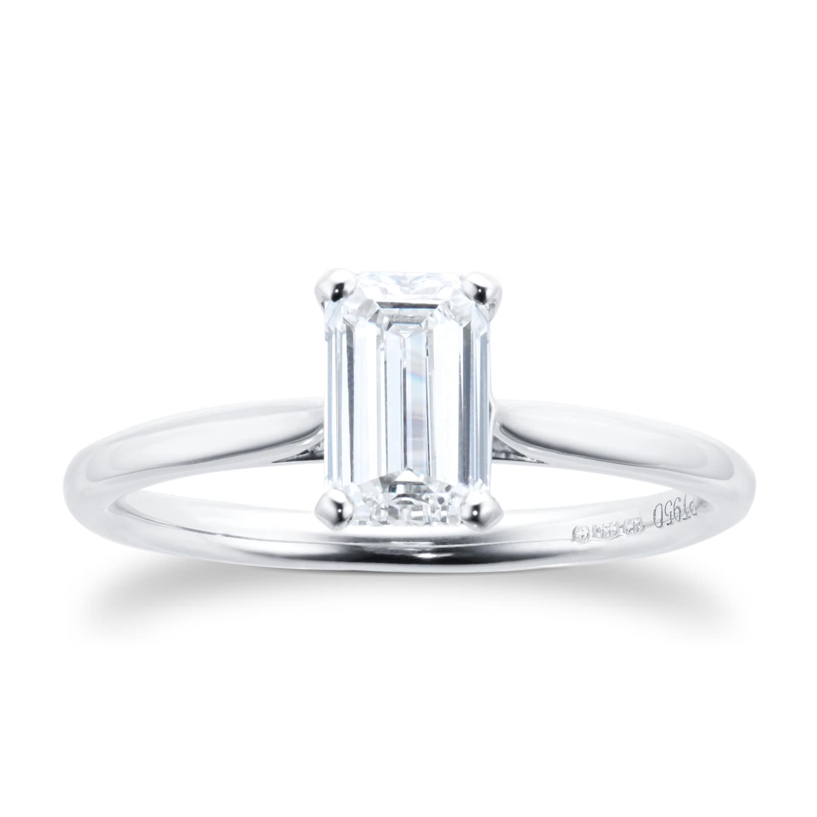Goldsmiths Platinum Emerald Cut 1ct Diamond Elongated Engagement Ring Goldsmiths Platinum Emerald Cut 1ct Diamond Elongated Engagement Ring