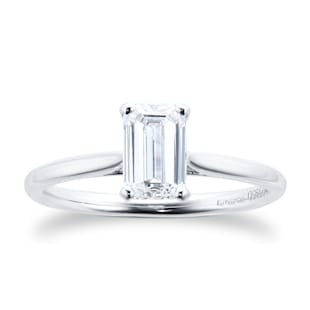 Goldsmiths Platinum Emerald Cut 1ct Diamond Elongated Engagement Ring