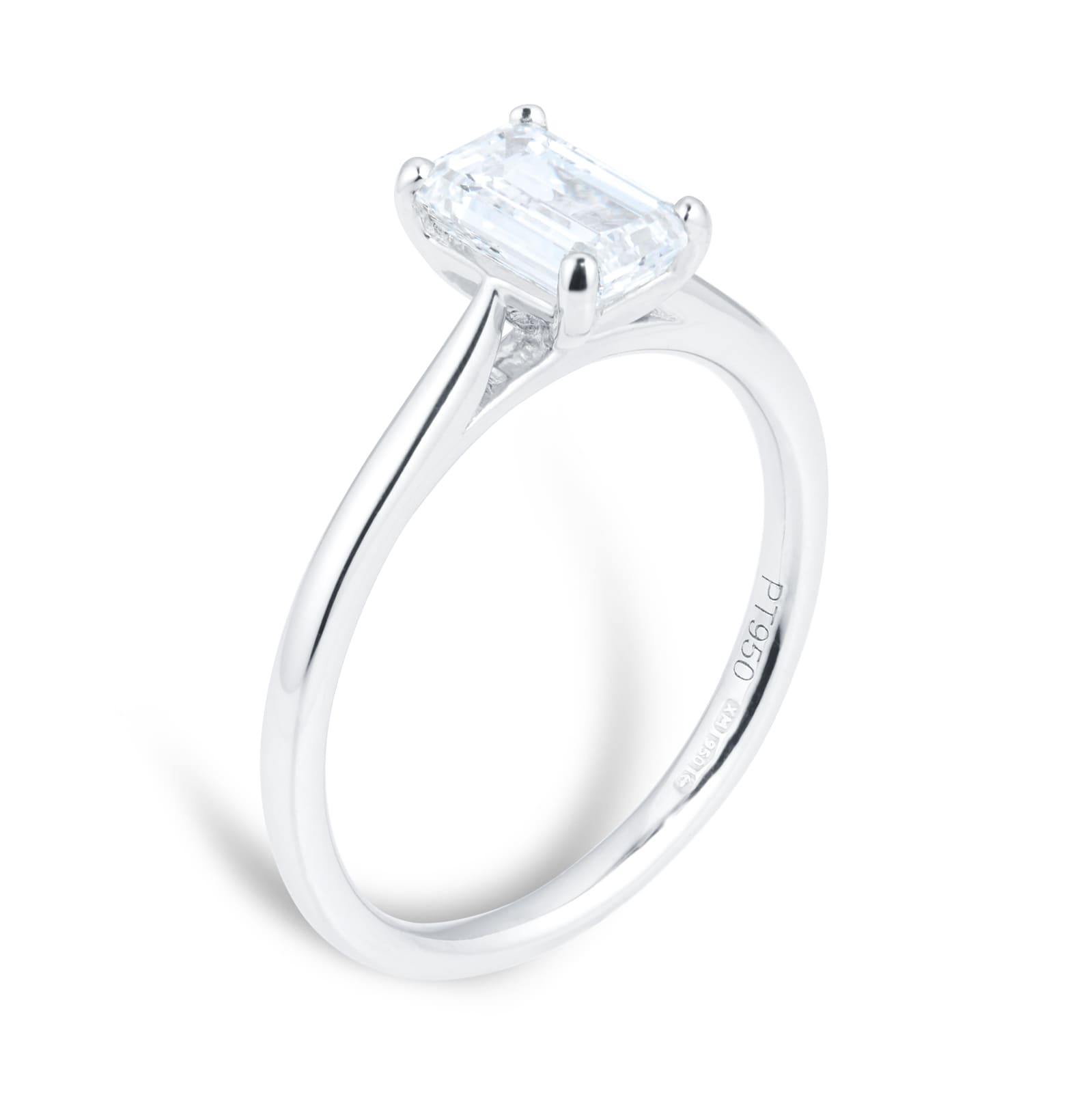 Goldsmiths Platinum Emerald Cut 1ct Diamond Elongated Engagement Ring