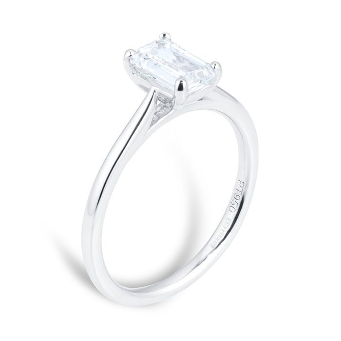 Goldsmiths Platinum Emerald Cut 1ct Diamond Elongated Engagement Ring