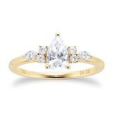 Goldsmiths 18ct Yellow Gold 0.90cttw Diamond Pear Scatter Engagement Ring