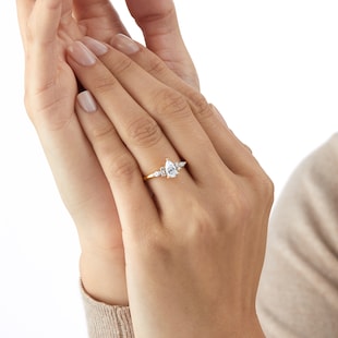 Goldsmiths 18ct Yellow Gold 0.90cttw Diamond Pear Scatter Engagement Ring