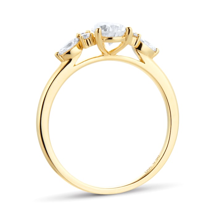 Goldsmiths 18ct Yellow Gold 0.90cttw Diamond Pear Scatter Engagement Ring