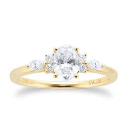06019240130 - 18ct Yellow Gold 0.90cttw Diamond Oval Scatter Engagement Ring - Ring Size M