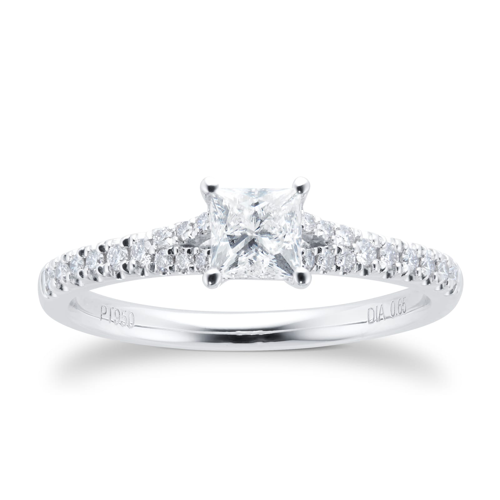 Platinum 0.65cttw Diamond Princess Cut Engagement Ring - Ring Size N