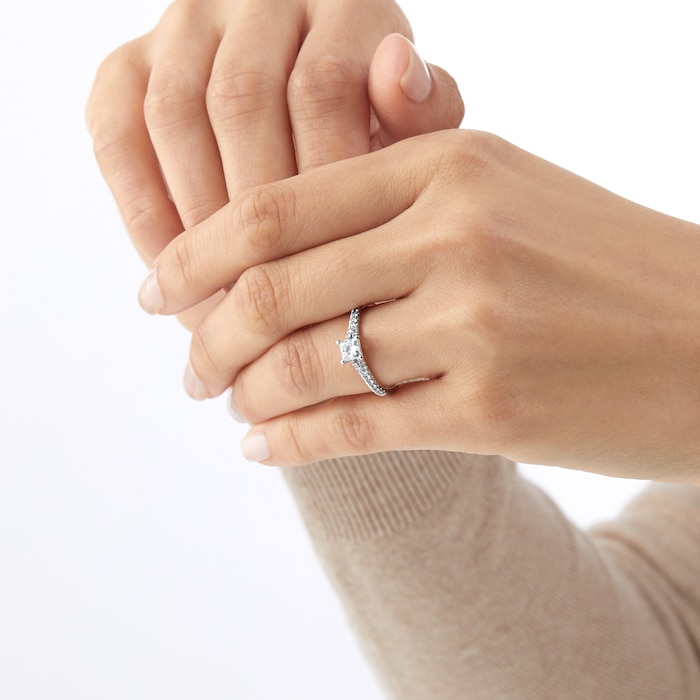 Goldsmiths Platinum 0.65cttw Diamond Princess Cut Engagement Ring