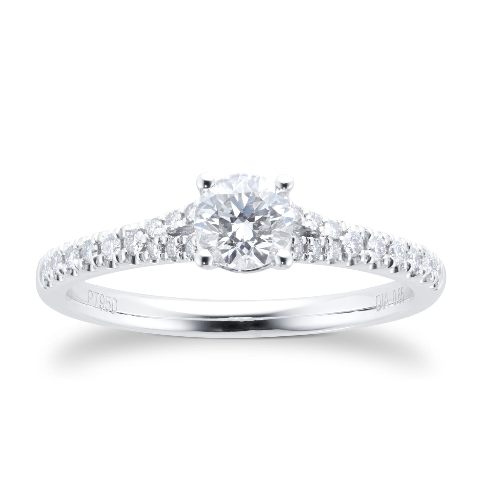 Platinum 0.65cttw Diamond Round Brilliant Cut Engagement Ring - Ring Size M