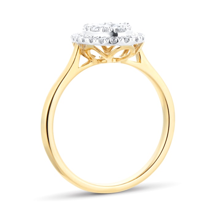 Goldsmiths 18ct Yellow Gold 0.75cttw Diamond Oval Cluster Engagement Ring