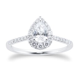 06019245 - 18ct White Gold 0.75cttw Pear Halo Engagement Ring