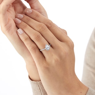 Goldsmiths 18ct White Gold 0.75cttw Pear Halo Engagement Ring
