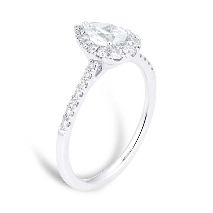 Goldsmiths 18ct White Gold 0.75cttw Pear Halo Engagement Ring