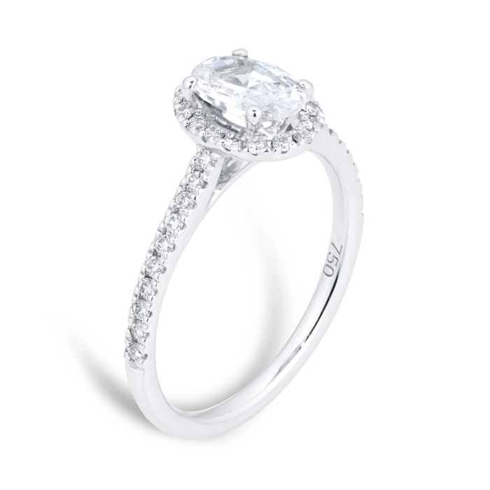 Goldsmiths Platinum 1.00cttw Diamond Oval Halo Engagement Ring