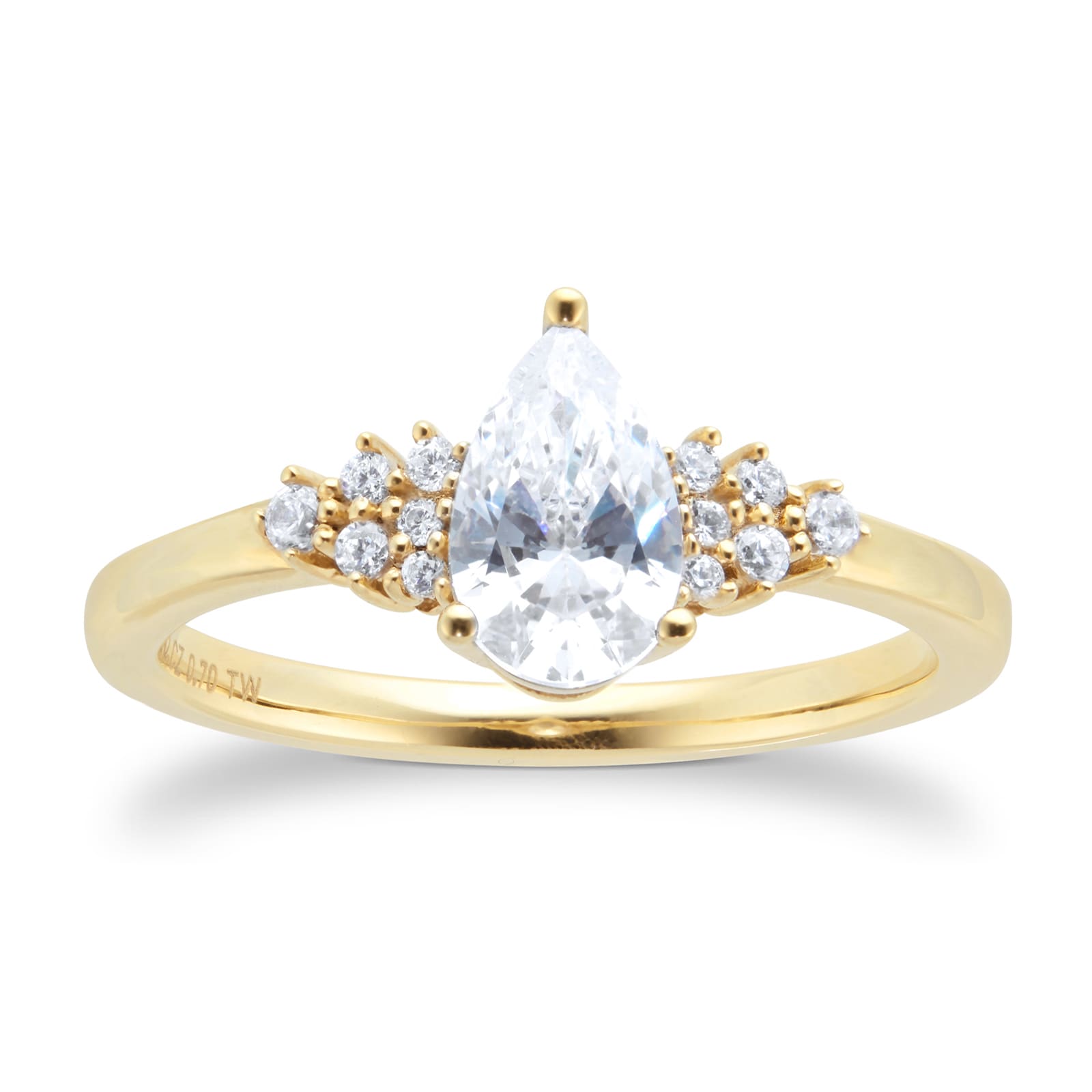 18ct Yellow Gold 0.70cttw Diamond Pear Engagement Ring - Ring Size O