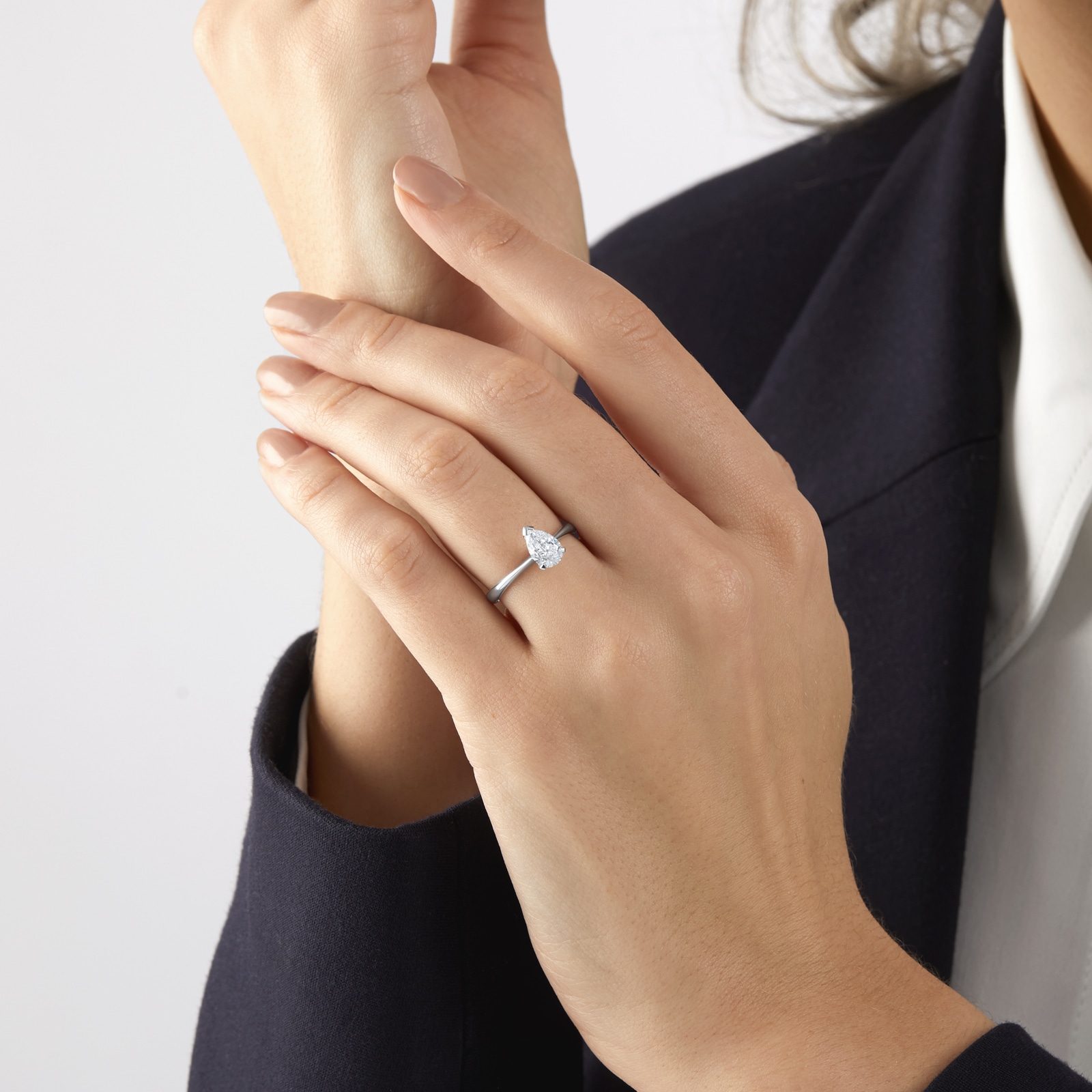 Mappin 
Webb Platinum Hermione 1.00ct Pear Cut Solitaire Diamond Ring