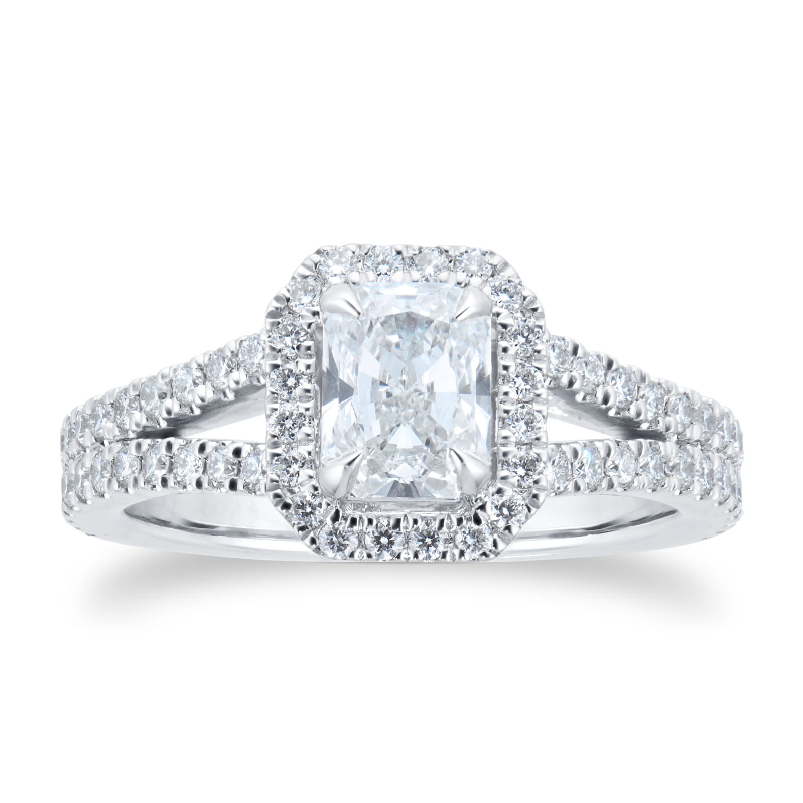 Amelia Platinum 1.50cttw Radiant Diamond Halo Ring - Ring Size P