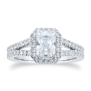 Mappin & Webb Amelia Platinum 1.50cttw Radiant Diamond Halo Ring