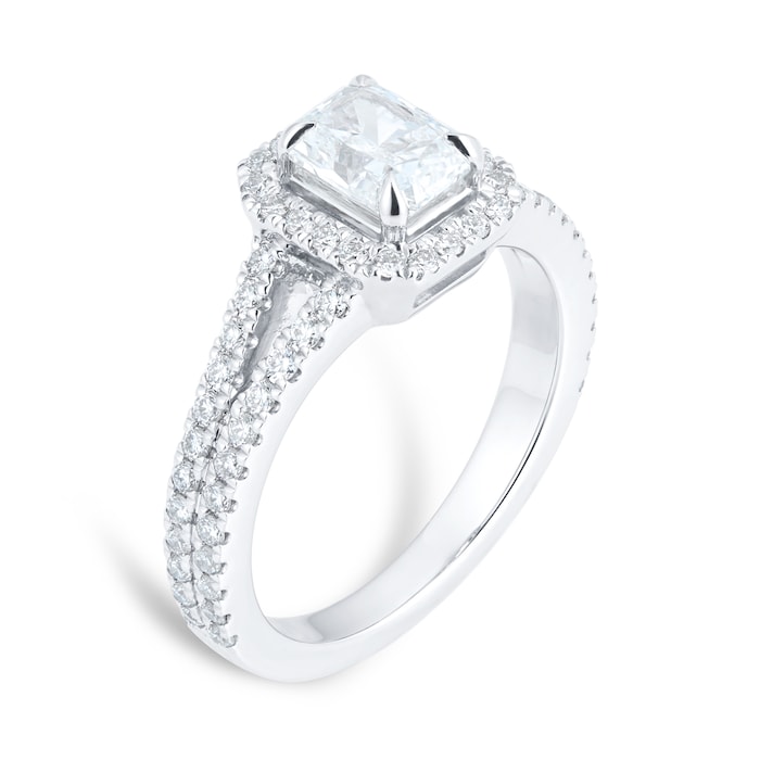 Mappin & Webb Amelia Platinum 1.50cttw Radiant Diamond Halo Ring