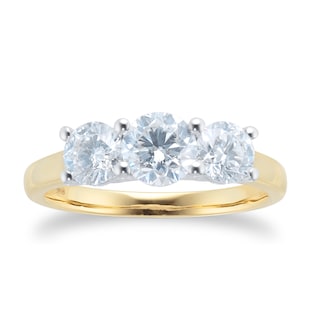 Mappin & Webb 18ct Yellow Gold 1.50cttw Three Stone Diamond Ring