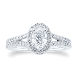 Goldsmiths Platinum 1.00ct Diamond Oval Split Halo Engagement Ring