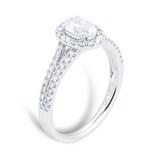 Goldsmiths Platinum 1.00ct Diamond Oval Split Halo Engagement Ring