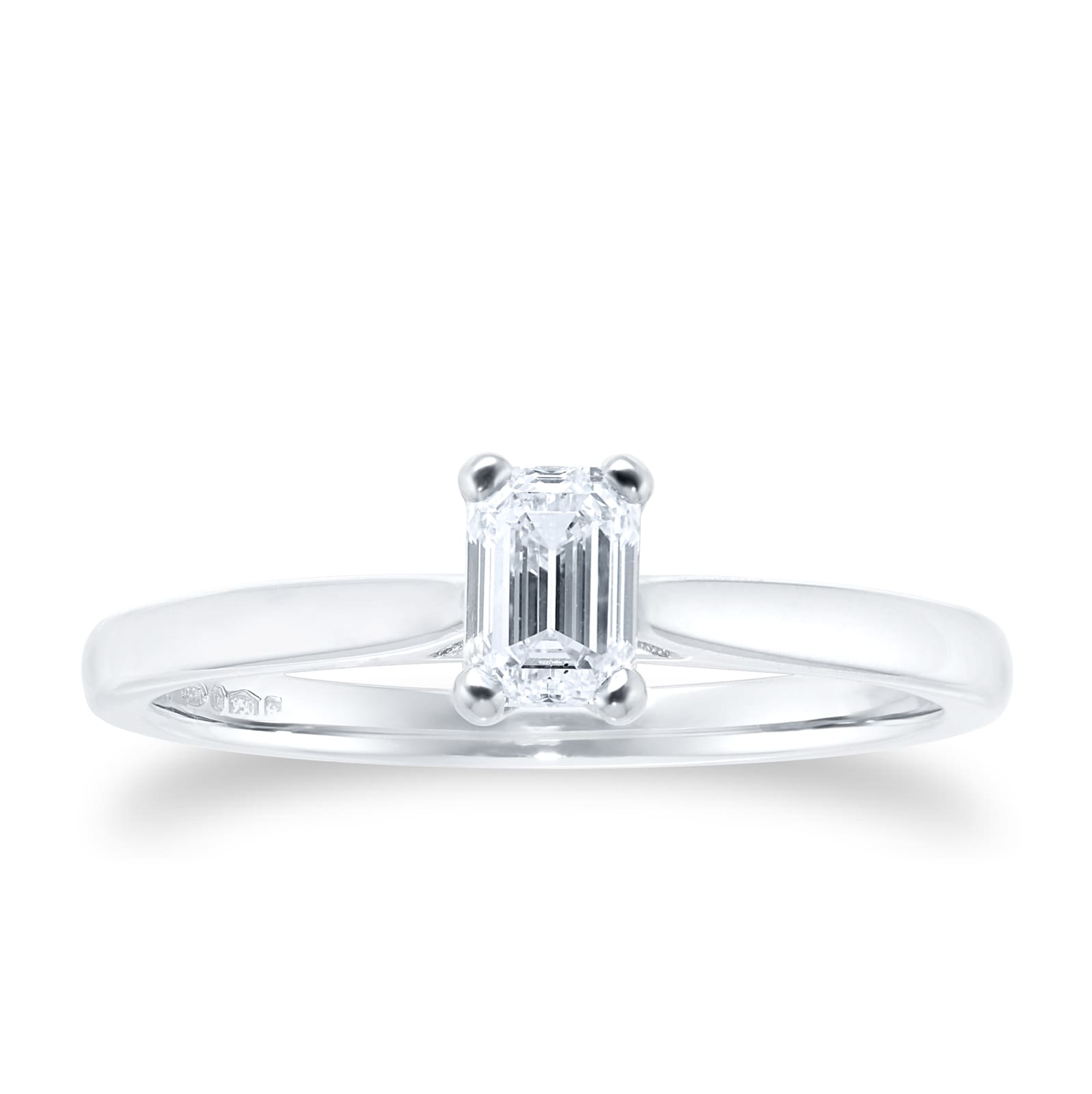 Goldsmiths Platinum 0.50ct Diamond Emerald Solitaire Engagement Ring