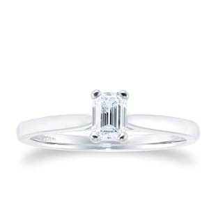 Goldsmiths Platinum 0.50ct Diamond Emerald Solitaire Engagement Ring