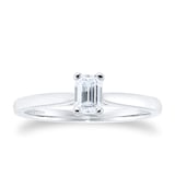 Goldsmiths Platinum 0.50ct Diamond Emerald Solitaire Engagement Ring