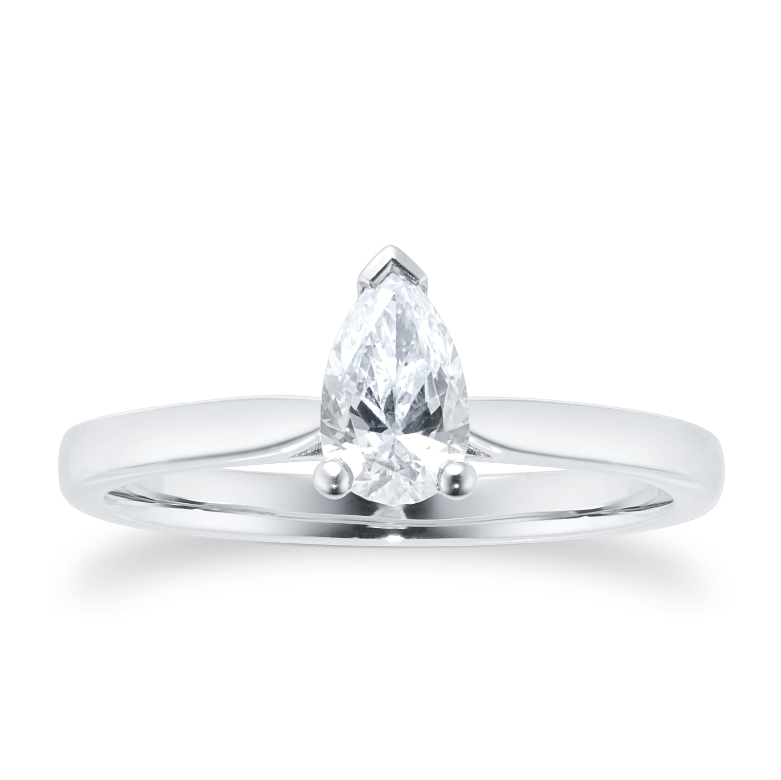 Platinum 0.50ct Diamond Pear Cut Solitaire Engagement Ring - Ring Size L