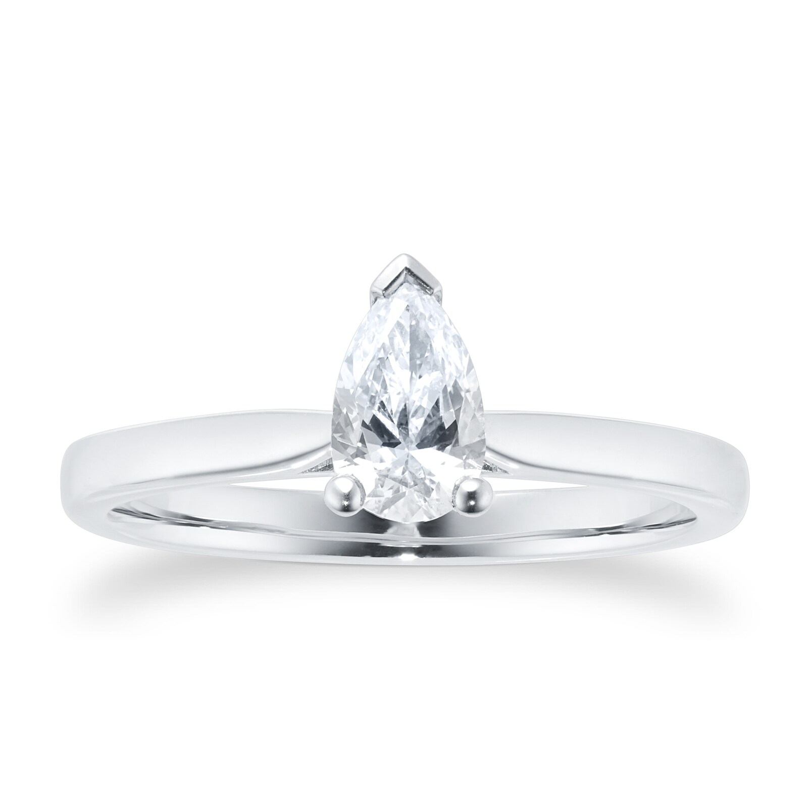 Platinum 0.50ct Diamond Pear Cut Solitaire Engagement Ring - Ring Size Q