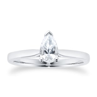 Goldsmiths Platinum 0.50ct Diamond Pear Cut Solitaire Engagement Ring