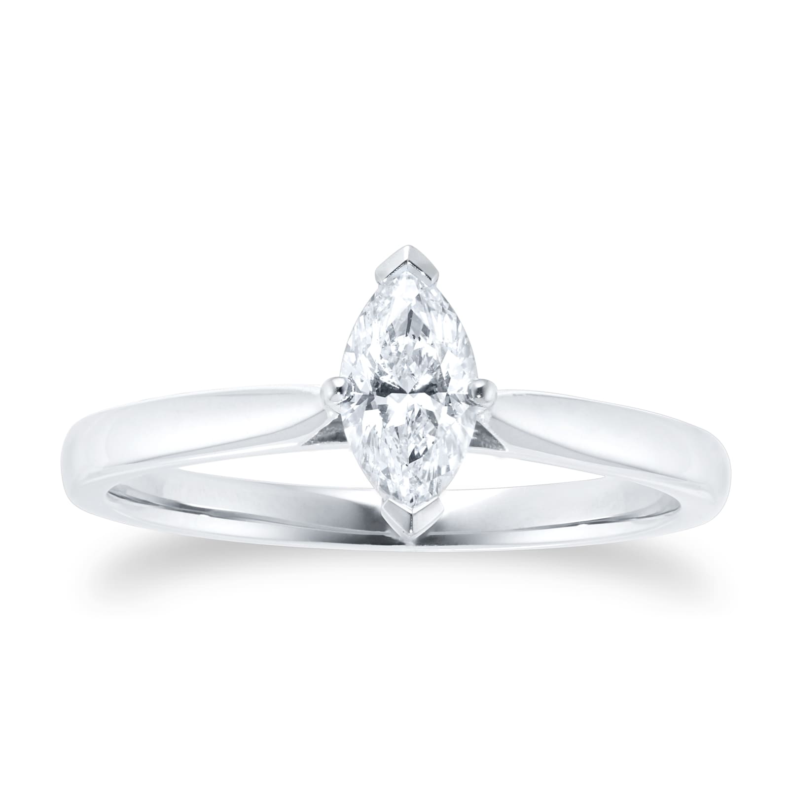 Platinum 0.50ct Marquise Cut Solitaire Engagement Ring - Ring Size K
