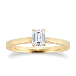 06019316 - 18ct Yellow Gold 0.50ct Emerald Cut Solitaire Engagement Ring