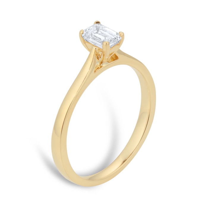 Goldsmiths 18ct Yellow Gold 0.50ct Emerald Cut Solitaire Engagement Ring