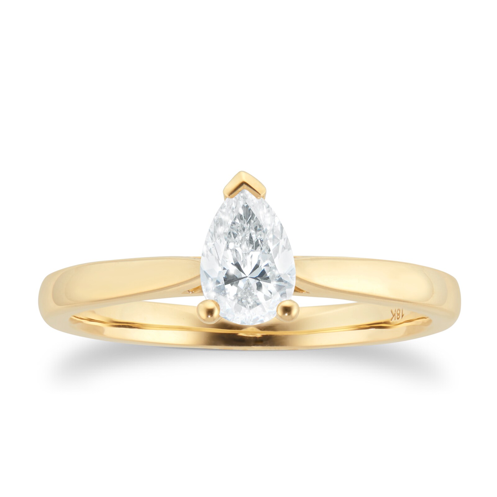 Goldsmiths 18ct Yellow Gold 0.50ct Pear Cut Solitaire Engagement Ring Goldsmiths 18ct Yellow Gold 0.50ct Pear Cut Solitaire Engagement Ring
