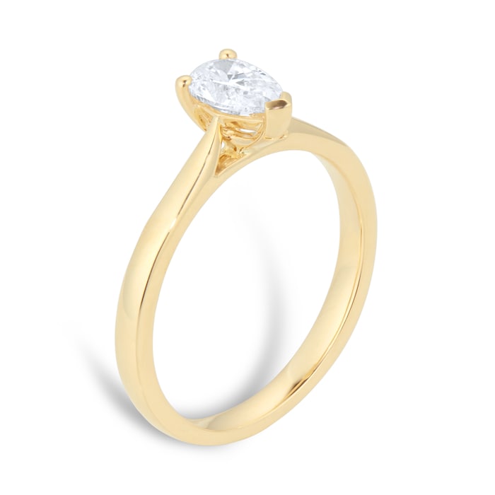 Goldsmiths 18ct Yellow Gold 0.50ct Pear Cut Solitaire Engagement Ring