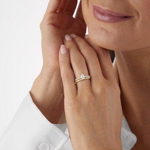Goldsmiths 18ct Yellow Gold 0.66ct Diamond Oval Cut Solitaire Bridal Set