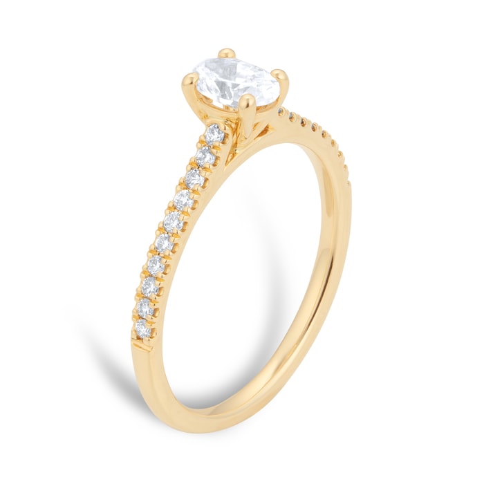 Goldsmiths 18ct Yellow Gold 0.66ct Diamond Oval Cut Solitaire Bridal Set