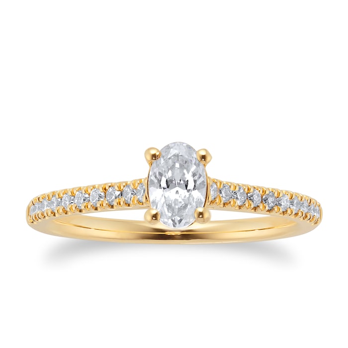 Goldsmiths 18ct Yellow Gold 0.66ct Diamond Oval Cut Solitaire Bridal Set