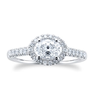Goldsmiths Platinum 1.00ct Diamond Oval Halo Engagement Ring